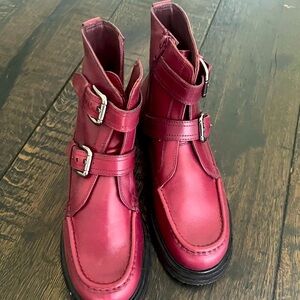 Free people burgundy leather boots . Size 10